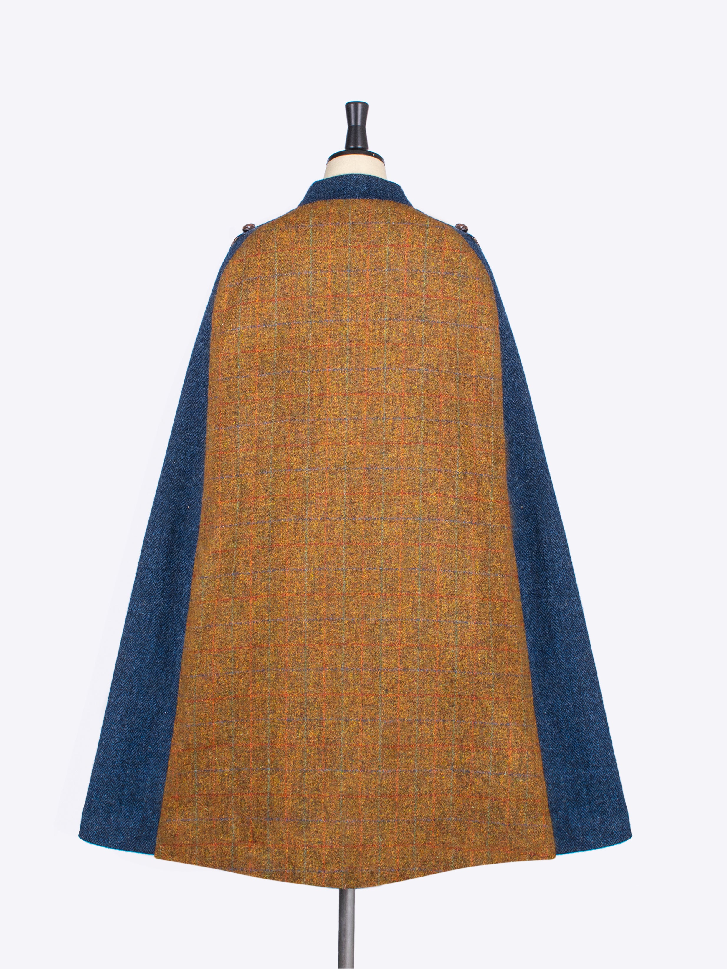 Stylish Long Cape Coat in Rust & Navy Colors - Perfect for Fall Fashion, Outdoor Adventures, and Evening Events