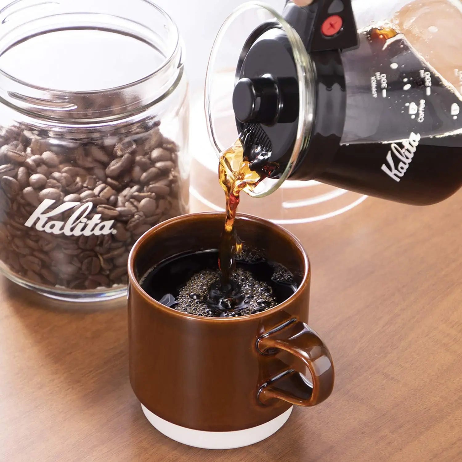 Kalita Heat Resistant Glass Coffee Server - 12oz/350ml Drip Coffee Carafe with Handle - Perfect for Pour Over, French Press & Iced Coffee Brewing at Home or Office