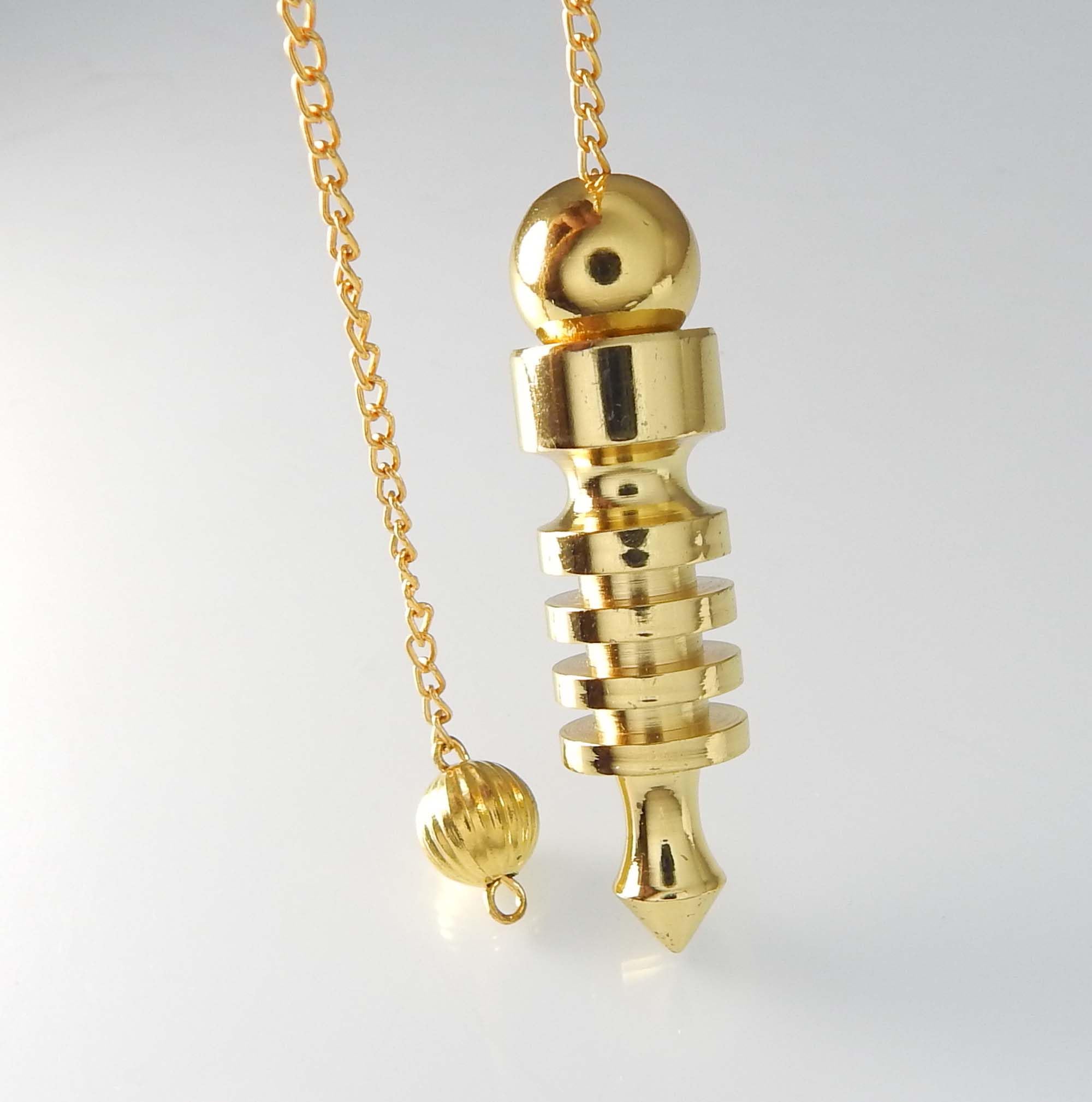4 Ring Brass Metal Chamber Pendulum - Openable Cone Point Dowsing & Divination Tool for Reiki, Chakra Balancing, and Meditation | Spiritual Healing Accessory for Energy Work, Pendulum Reading, and Holistic Practices