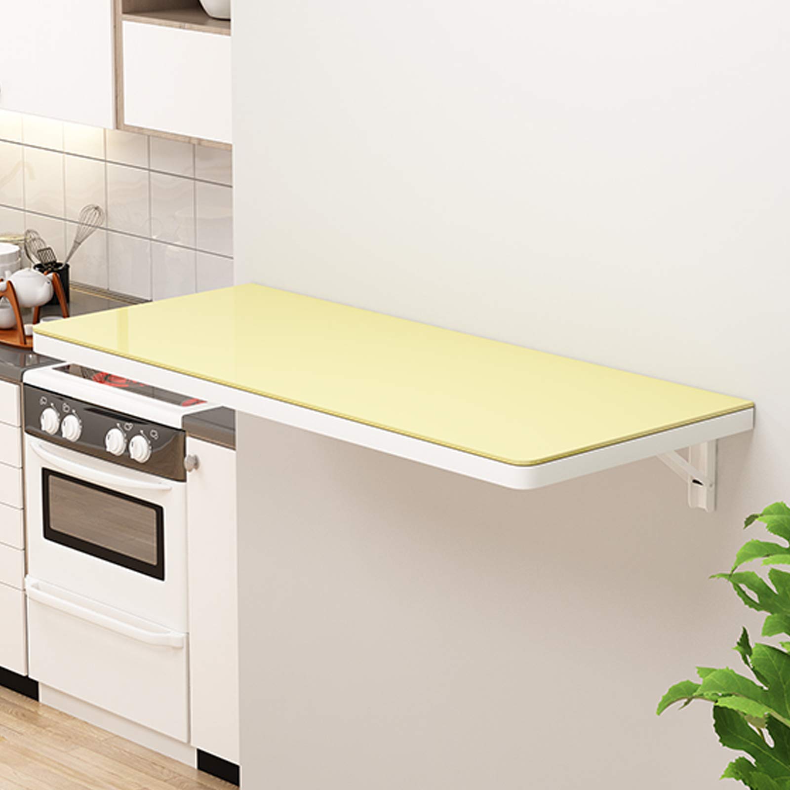 YYHJ Tempered Glass Wall Mounted Folding Table - White Marble Pattern Drop-Leaf Desk for Kitchen, Dining, Home Office & Bar | Space-Saving Floating Writing Desk for Small Apartments & Modern Living Spaces