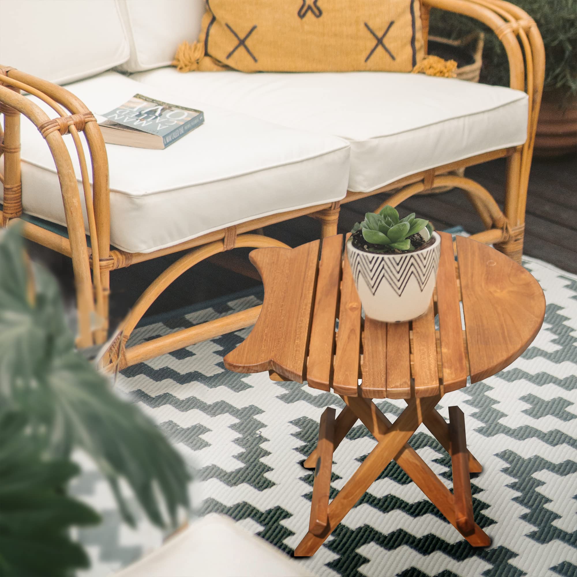 Premium Solid A-Grade Teak Wood Folding Outdoor Patio Table - Perfect for Backyard BBQs, Poolside Dining & Camping Trips