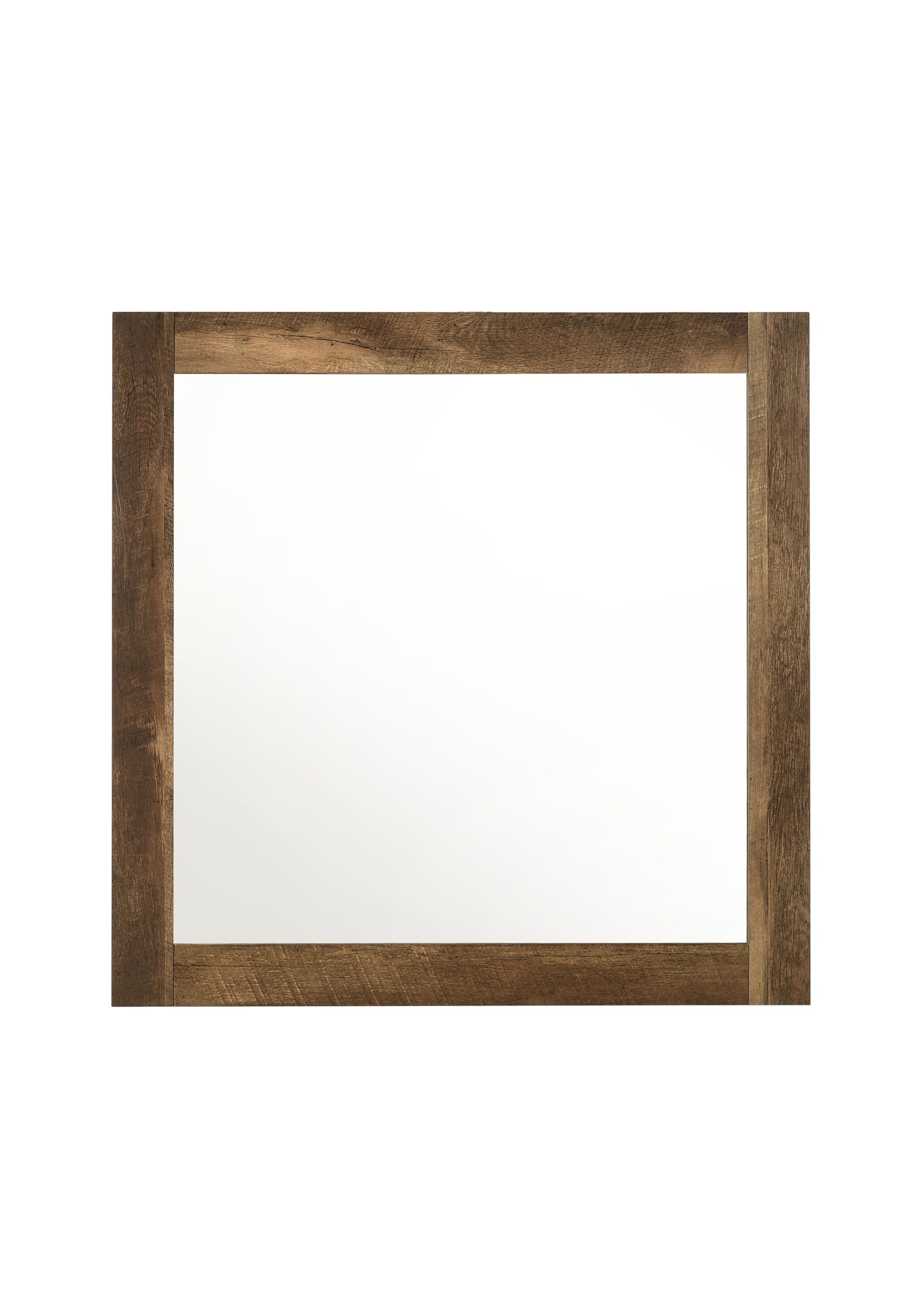 Acme Morales Square Dresser Mirror with Solid Wood Frame in Rustic Oak Finish - Perfect for Bedroom Vanity, Entryway Decor & Farmhouse Style Home