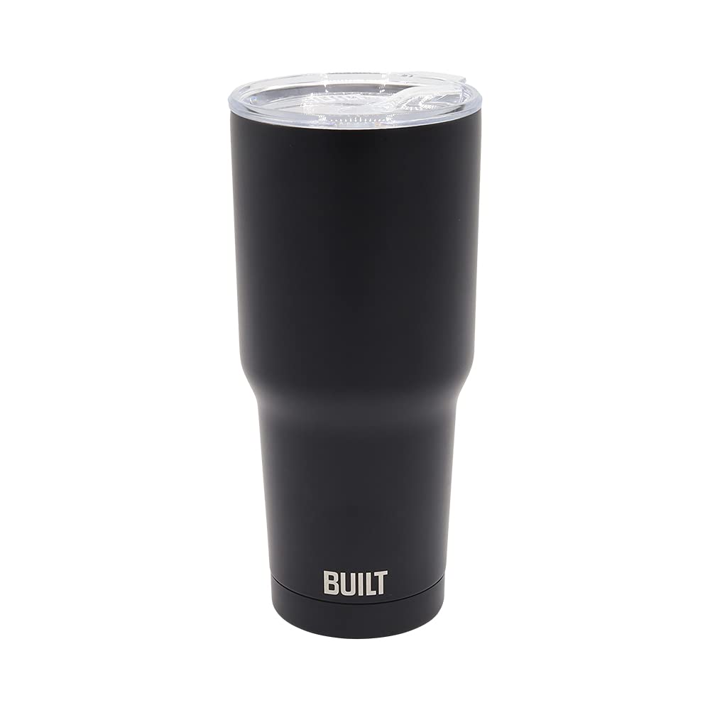 BUILT 30oz Vacuum Insulated Stainless Steel Tumbler with Tritan Lid - Double Wall Thermal Coffee & Water Bottle, Leakproof Splash Guard, Easy Clean, Black (5286376) - Perfect for Office, Gym, Travel & Outdoor Activities