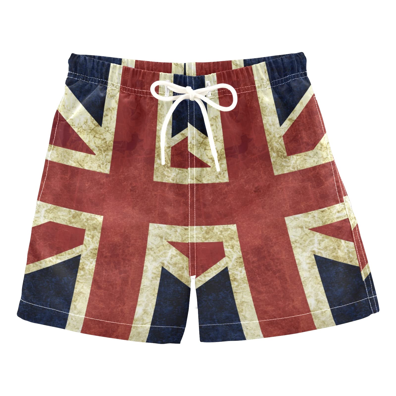 England Flag Boys Swim Trunks - Quick Dry Toddler & Kids Bathing Suits with Adjustable Waist (2T-16) - Perfect for Beach, Pool & Summer Water Activities - Red