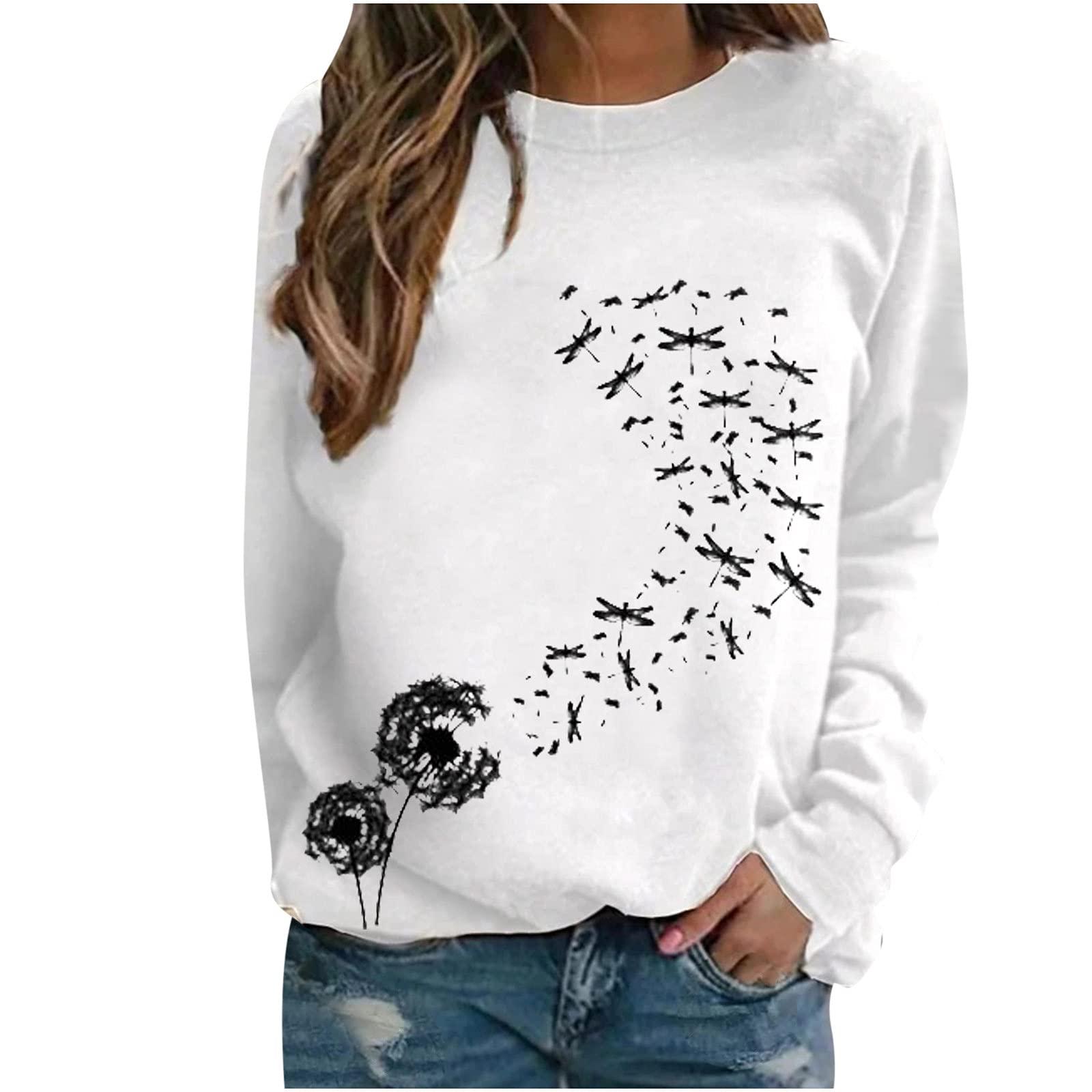 Women's Autumn Graphic T-Shirts & Crewneck Sweatshirts - Casual Long Sleeve Tunic Pullover Tops for Fall Fashion | Perfect for Layering, Daily Wear & Outdoor Activities