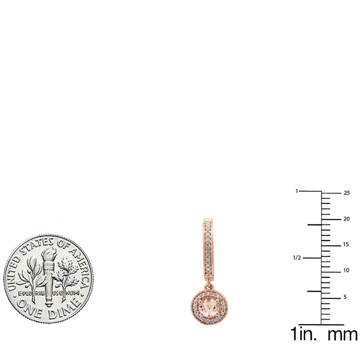 10K Rose Gold Morganite & White Diamond Halo Drop Earrings for Women – Elegant Dangling Jewelry Gift for Brides, Anniversary & Special Occasions
