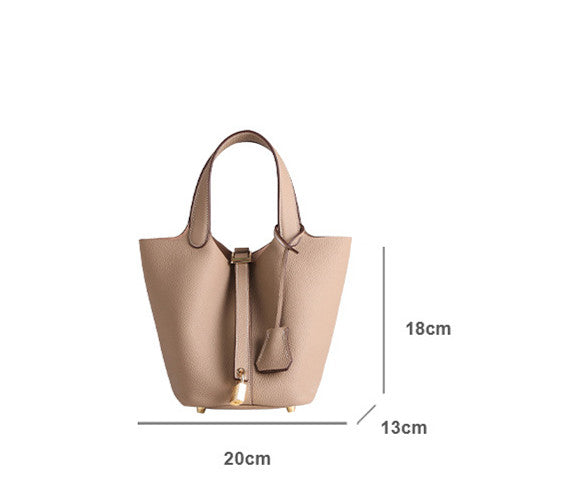 Stylish Genuine Leather Bucket Bag for Women - Trendy Crossbody Shoulder Handbag - Perfect for Work, Travel & Everyday Use