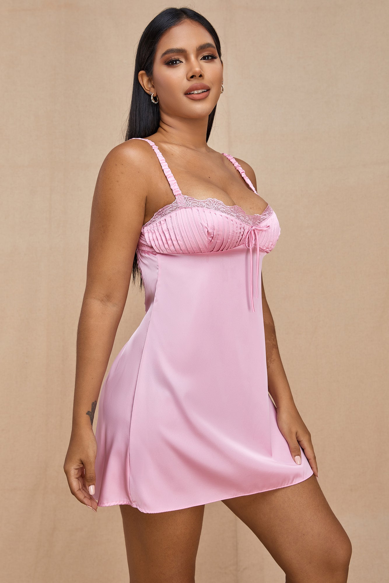 Elegant Pink Slip Dress for Women - Soft Satin Nightgown & Loungewear - Perfect for Sleepwear, Date Nights & Relaxing at Home