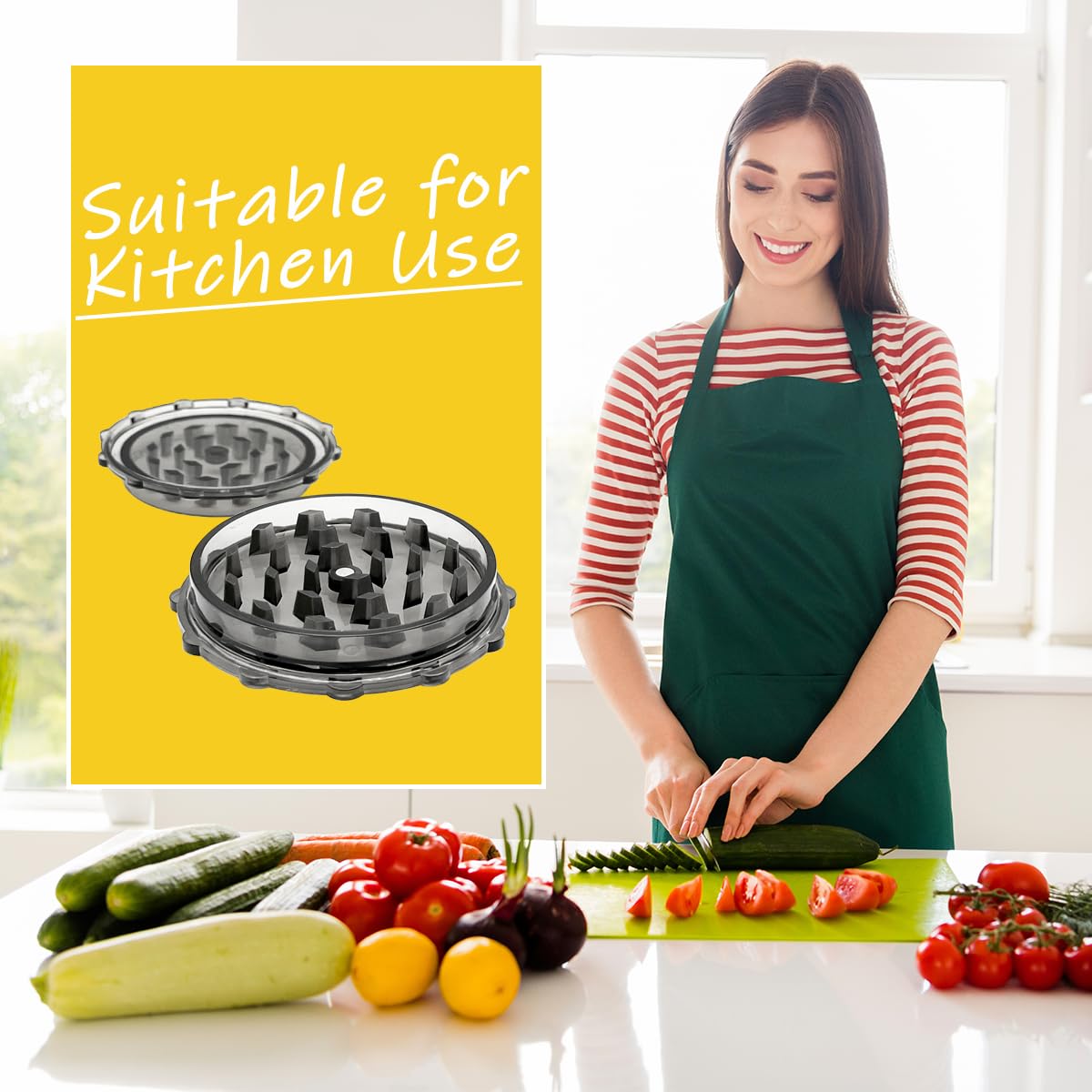 3 Inch Black-Translucent 2-Layer Herb Grinder with Magnetic Lid - Compact & Portable Spice Crusher for Kitchen, Cooking, and Outdoor Use - Perfect for Grinding Herbs, Spices, and Tobacco