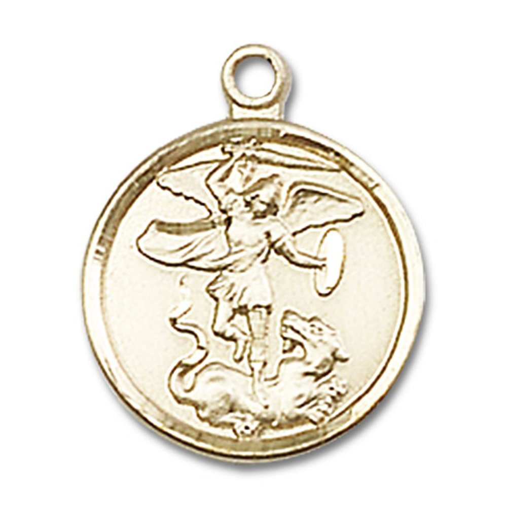 St. Michael The Archangel Gold Filled Pendant Necklace - 5/8 x 1/2 Inches with 18K Gold Filled Lite Curb Chain - Religious Jewelry Gift for Men & Women - Perfect for Baptism, Confirmation & Spiritual Protection