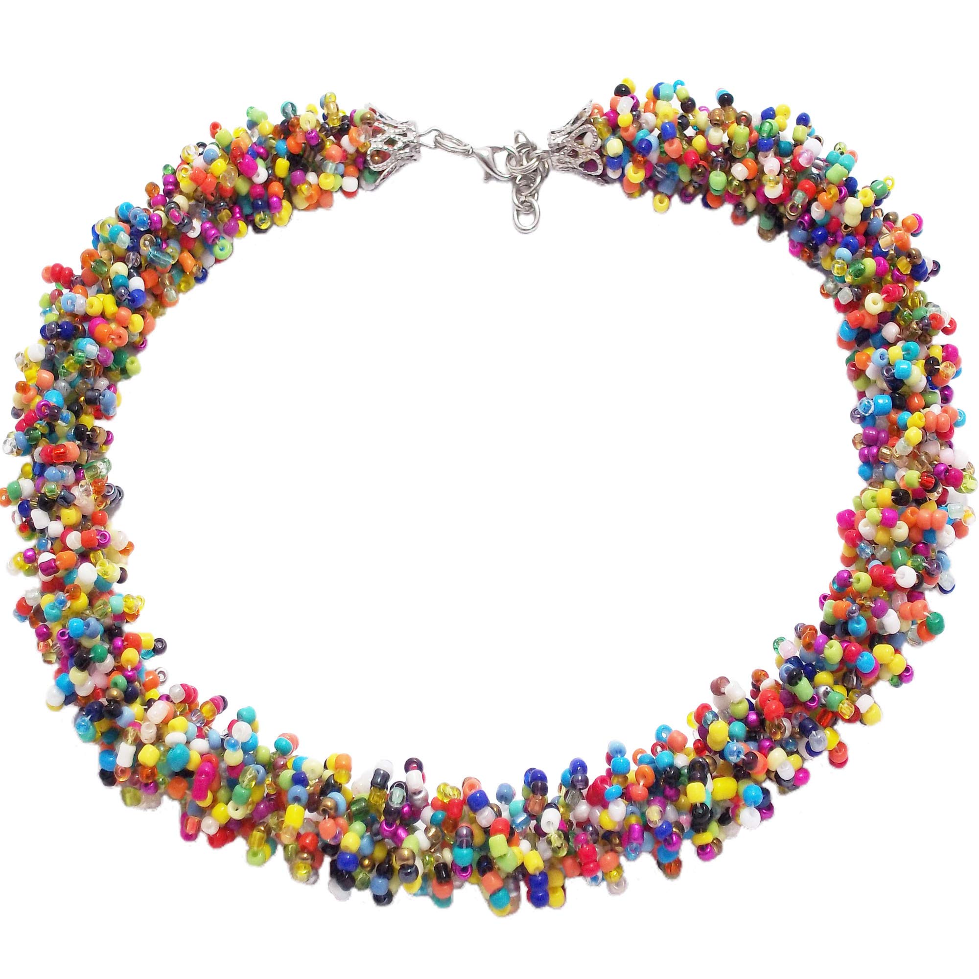 Vibrant African Beaded Statement Necklace - Handmade Colorful Rope Jewelry for Women, Unique Gift for Grandma - Perfect for Summer Outfits, Weddings & Cultural Events