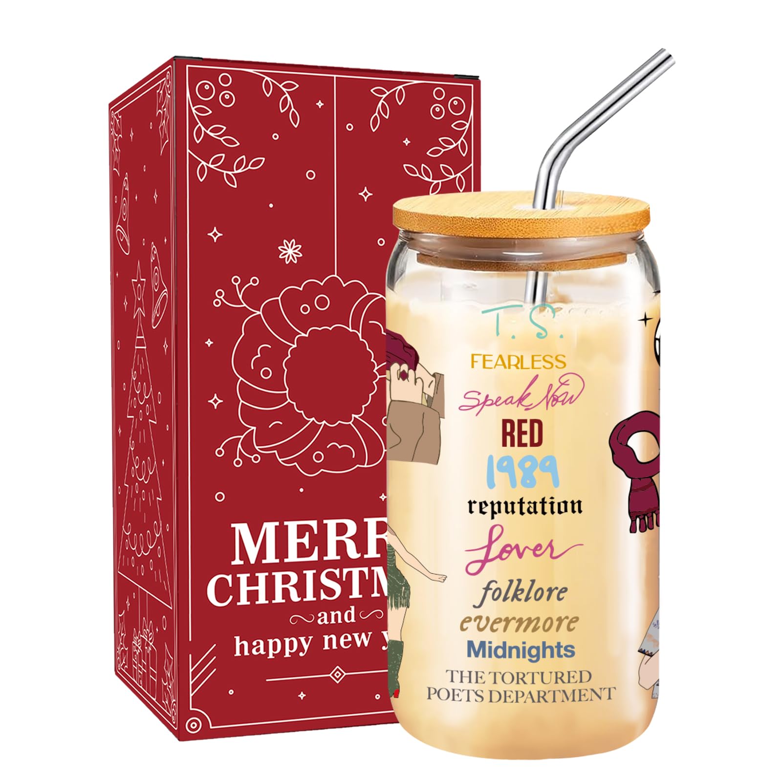 Funny Christmas Glass Cup for Women - 16 oz Insulated Tumbler with Lid & Straw, Cute Coffee Mug for Holiday Parties, White Elephant Gifts, Stocking Stuffers - Perfect for Sisters, Daughters & Best Friends (Great for Office Celebrations, Secret Santa & Family Gatherings)