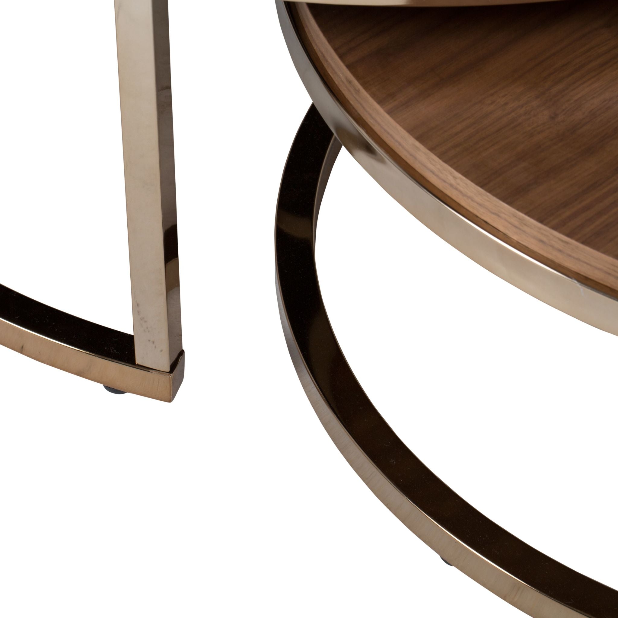 Amy Modern Nesting Coffee Table Set of 2 - Champagne Gold Finish - Space Saving Living Room Furniture for Small Spaces - Perfect for Apartments, Condos & Home Decor