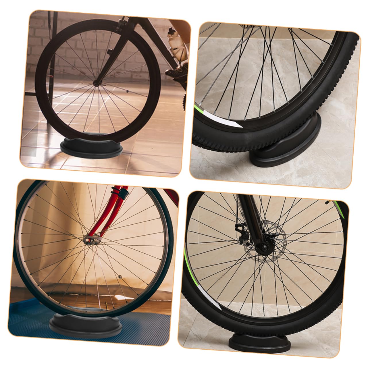BESPORTBLE 4 Pack Mountain Bike Wheel Stabilizer Support Blocks - Bike Trainer Climbing Stand & Plastic Bike Mat for Indoor Cycling Training - Perfect for Home Gym, Exercise Bike Setup, and Cycling Workouts