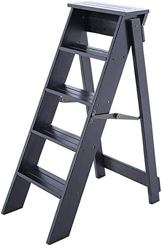 Folding Step Stool - 5-in-1 Multi-Function Ladder for Home & Office | Black | Shelf Access, Climbing Aid, Stair Chair & High Stool | Perfect for Kitchen, Library & Garage Organization