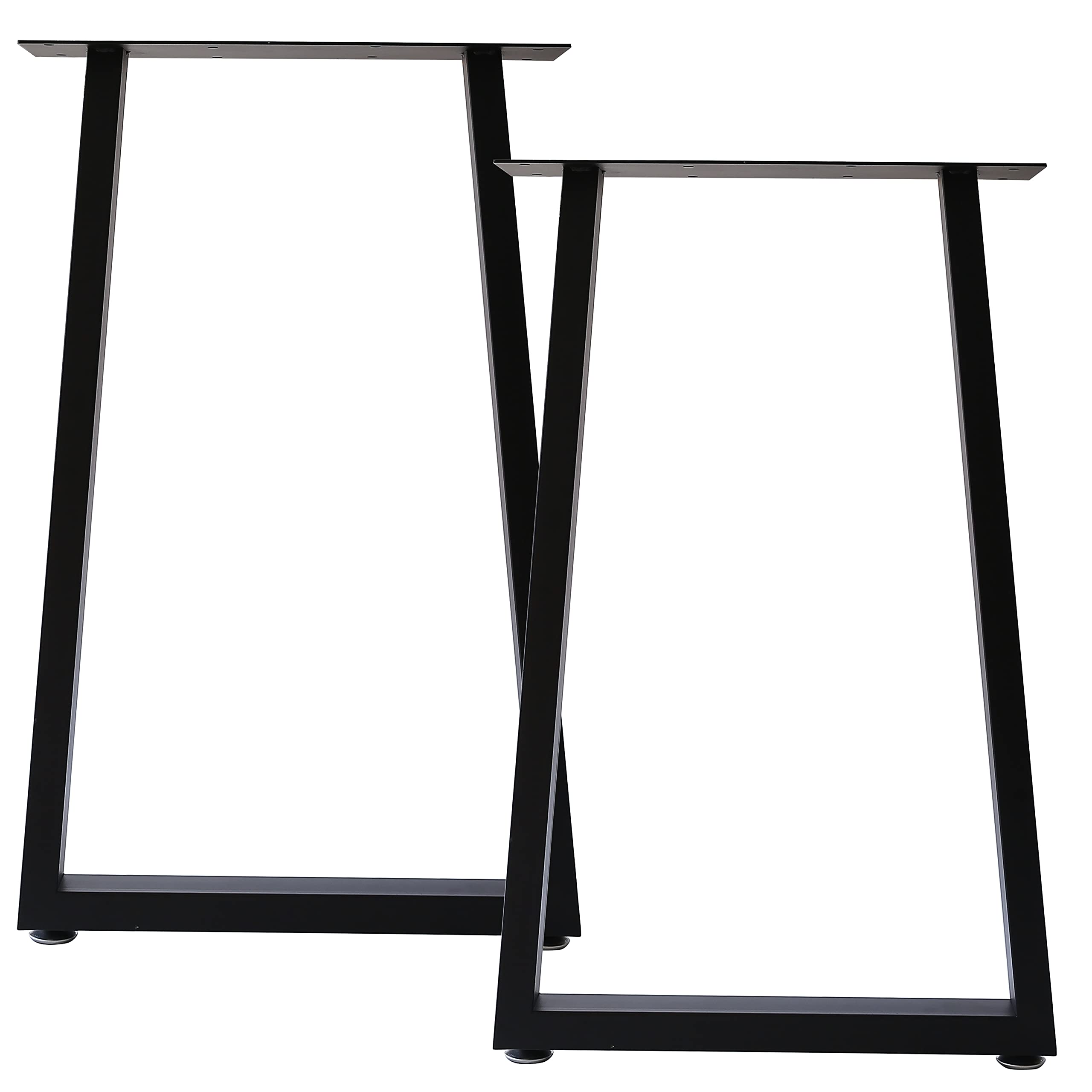 Heavy Duty Black Metal Table Legs - Square Tube Iron Desk Legs for DIY Furniture, Dining Table, Coffee Table, Computer Desk, Workbench & Meeting Room Table (Set of 2) - Perfect for Home Office, Workshop & Commercial Spaces