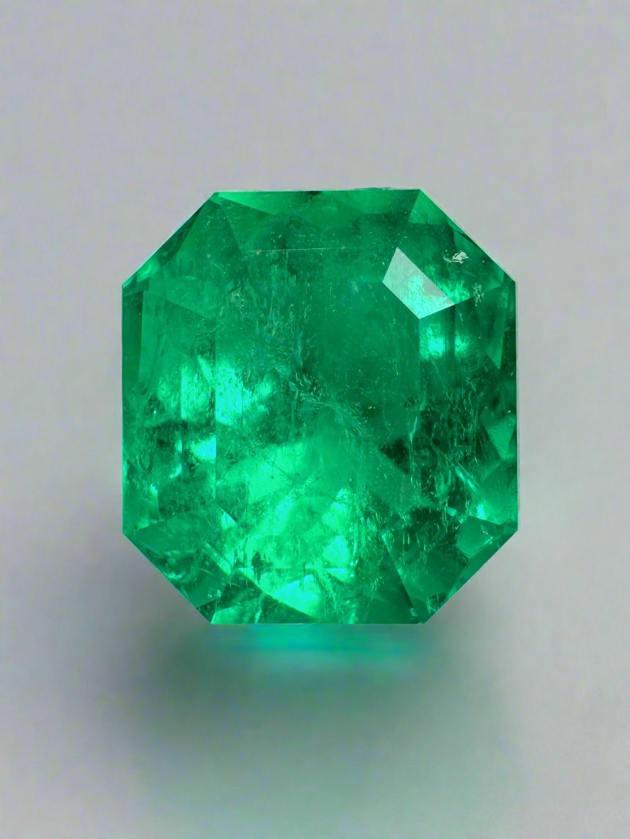 7.37 Carat Muzo Intense Green Natural Loose Colombian Emerald Asscher Cut - Premium Gemstone for Jewelry Making, Engagement Rings & Luxury Collectibles