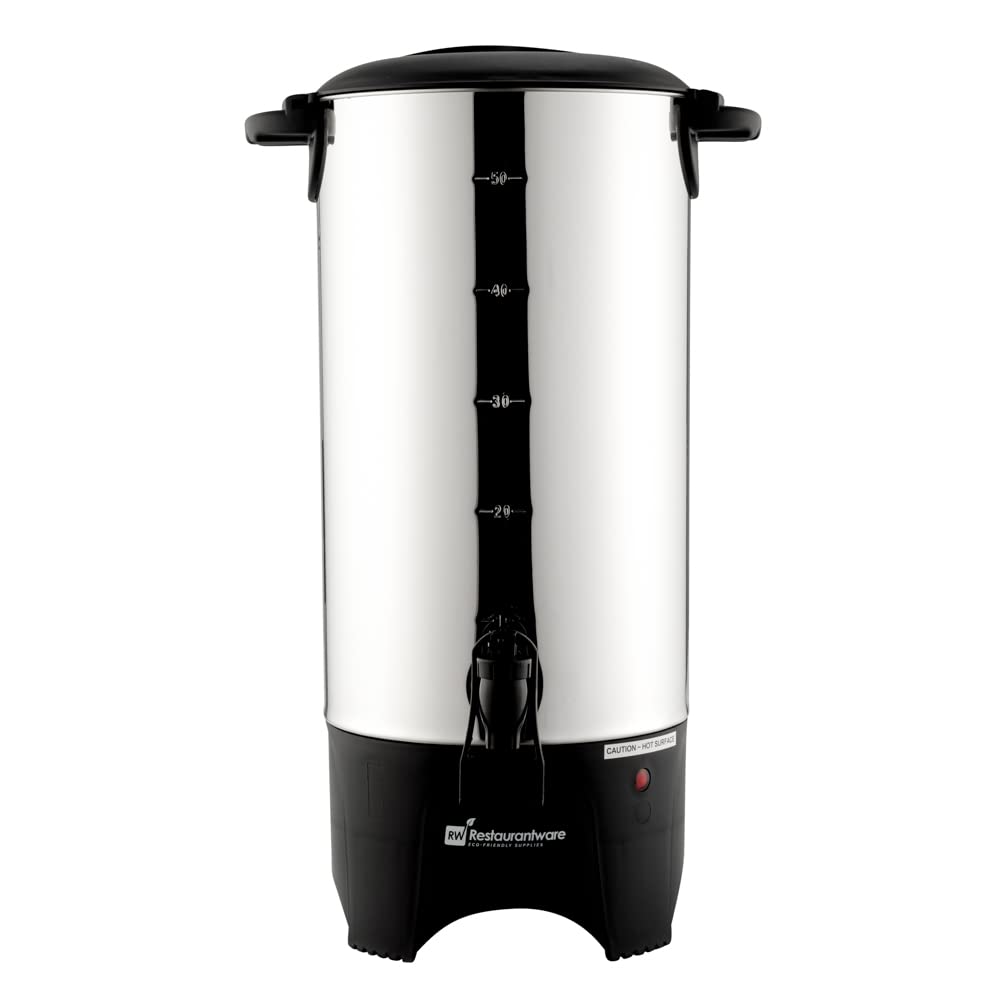 Restaurantware Restpresso 230oz (6.8L) Commercial Coffee Dispenser - Large Stainless Steel Coffee Urn with No-Drip Spigot & Sight Gauge - 120V/1000W (Serves 46 Cups) - Perfect for Restaurants, Cafes, Catering & Office Break Rooms