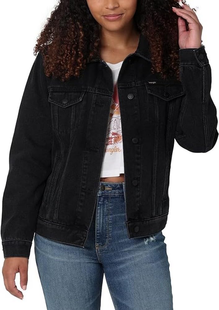 Wrangler Women's Relaxed Fit Memory Maker Jean Jacket - Comfortable Denim Jacket for Casual Wear, Outdoor Activities & Everyday Style | Perfect for Spring & Fall Fashion