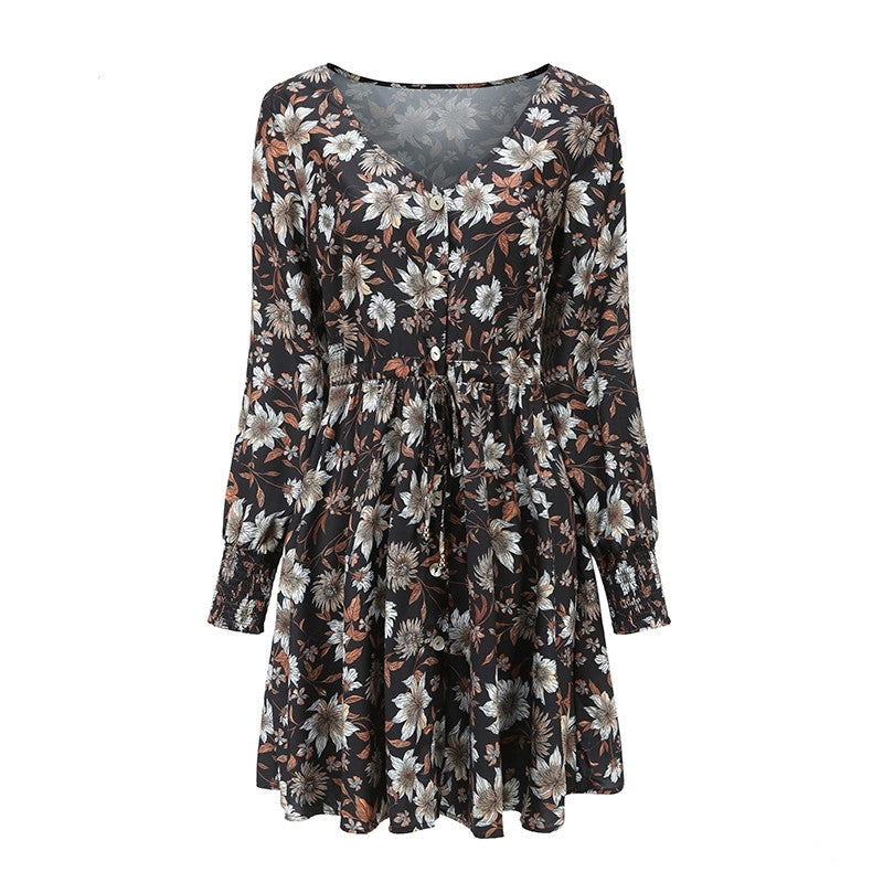 Boho Floral Party Dress for Women - Sexy Summer Maxi Dress with V-Neck & Long Sleeves | Perfect for Beach Weddings, Music Festivals & Date Nights