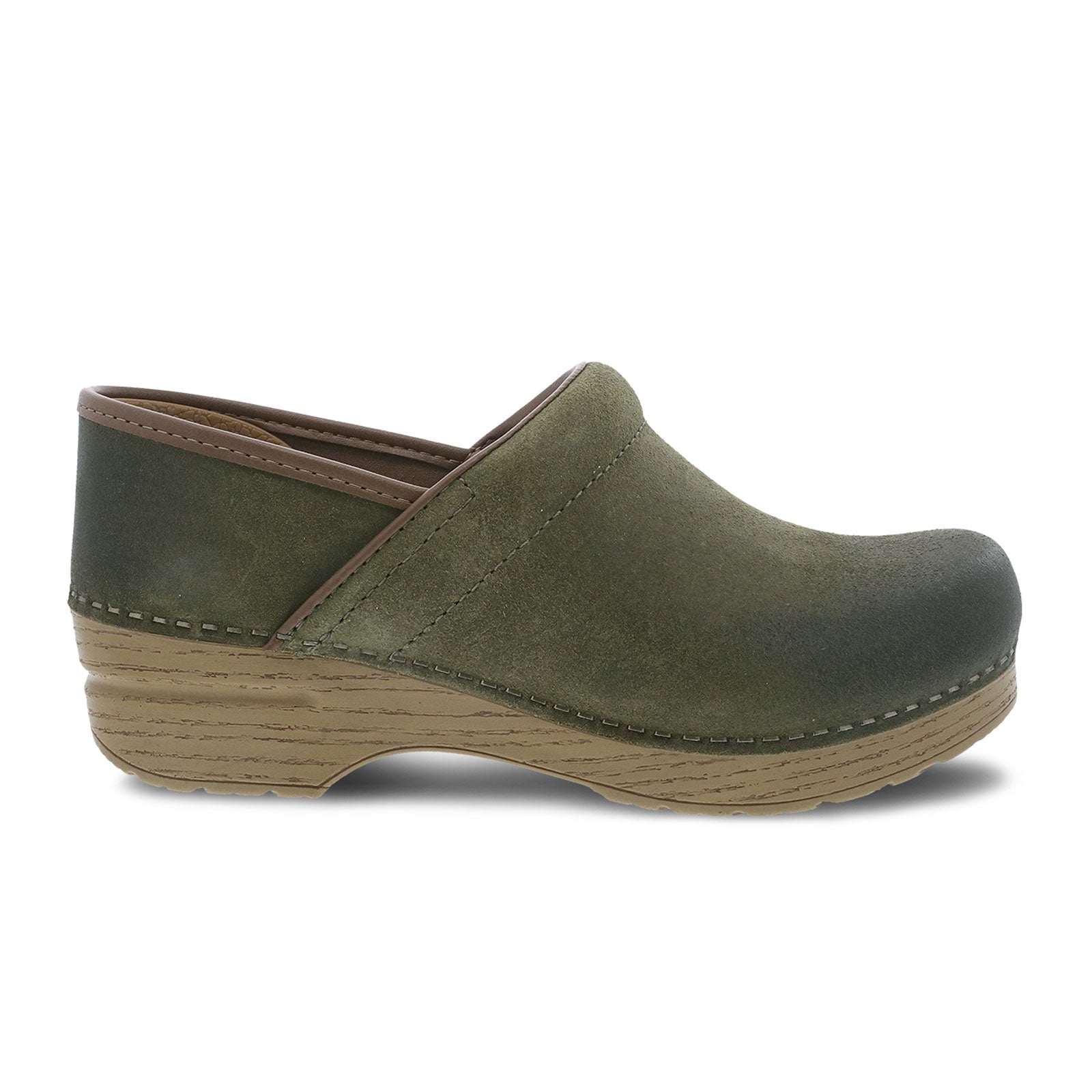 Dansko Professional Clog for Women - Green Burnished Nubuck Leather Slip-Resistant Work Shoes | Comfortable Nursing Clogs for Healthcare Workers & Restaurant Staff