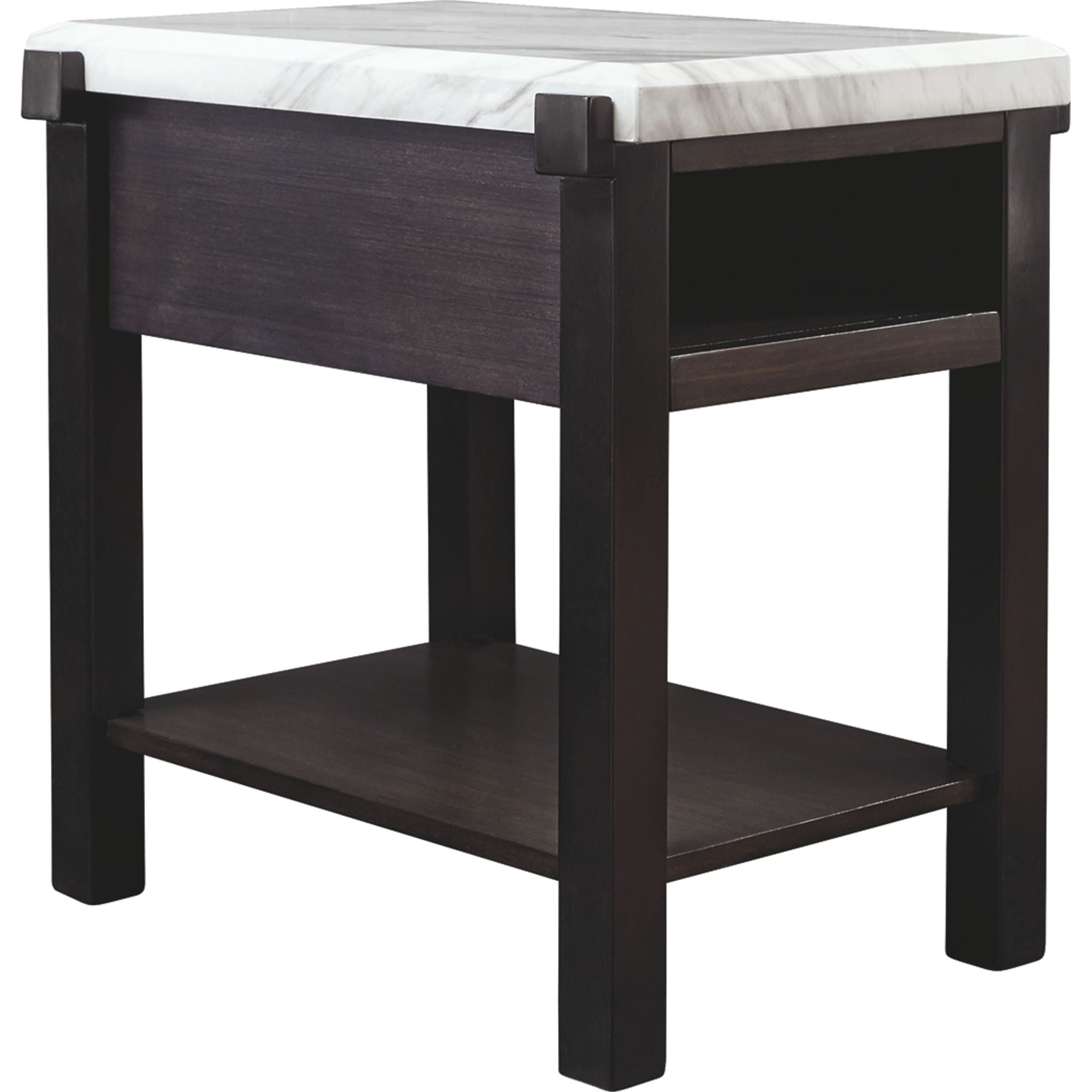 Ashfair Chair Side End Table - Dark Brown/White Accent Table for Living Room, Bedroom, or Office - Perfect for Holding Lamps, Books, and Drinks
