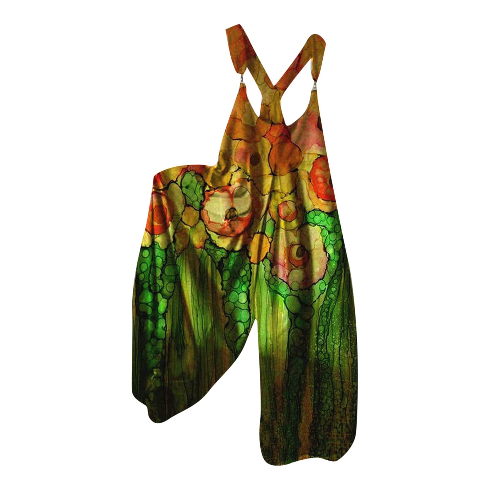 Women's Floral Print Overalls - Casual Loose Fit Baggy Wide Leg Long Bib Pants Jumpsuit for Spring Summer | Perfect for Outdoor Activities, Music Festivals & Streetwear Fashion