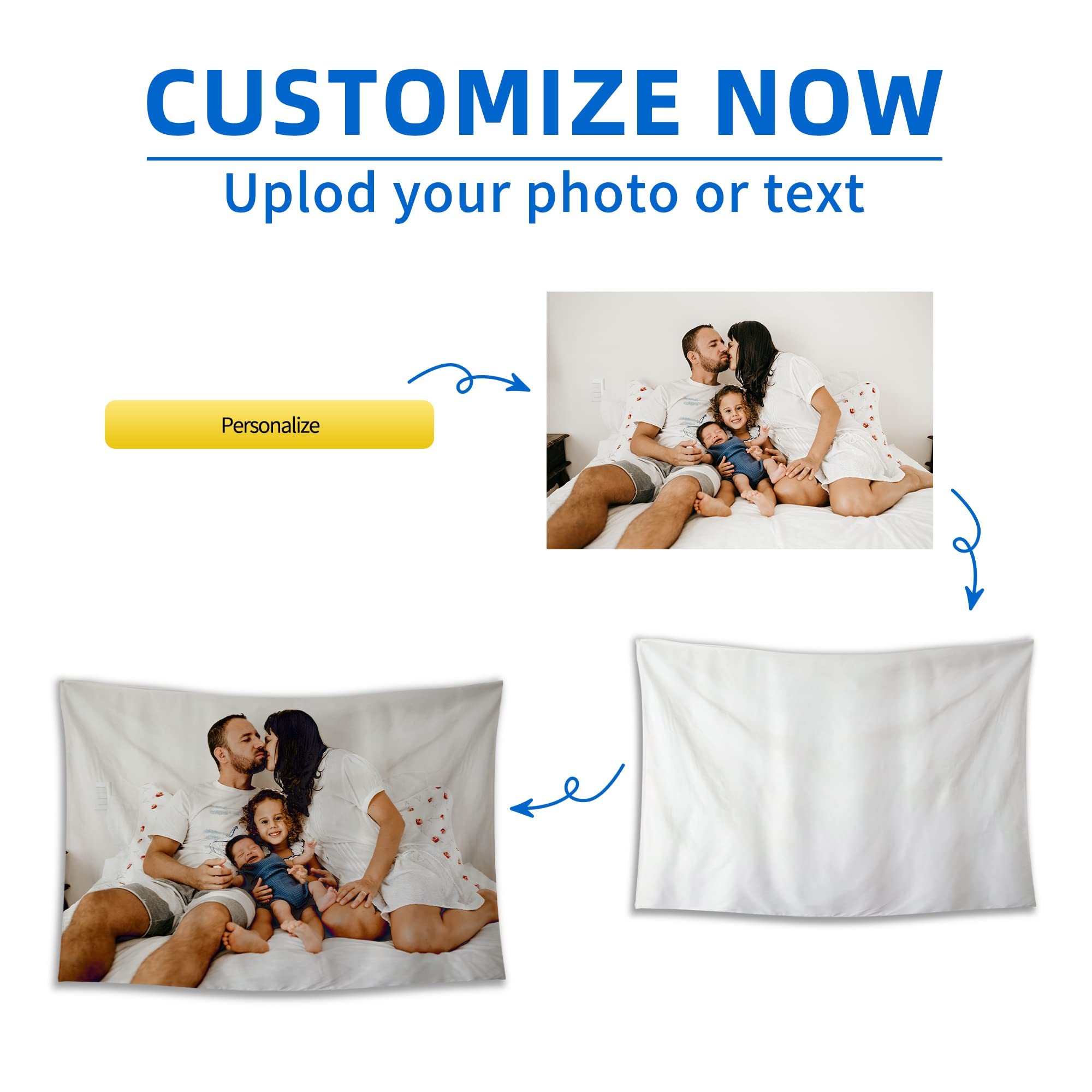 Custom Tapestry Wall Hanging - Personalized Photo Tapestry with Upload Images | 39