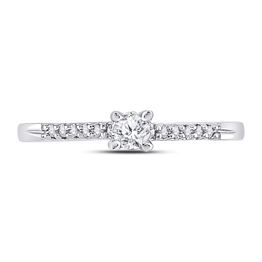 10K White Gold Women's Round Diamond Solitaire Promise Ring - 1/8 CTTW - Perfect for Engagement, Anniversary & Special Occasions