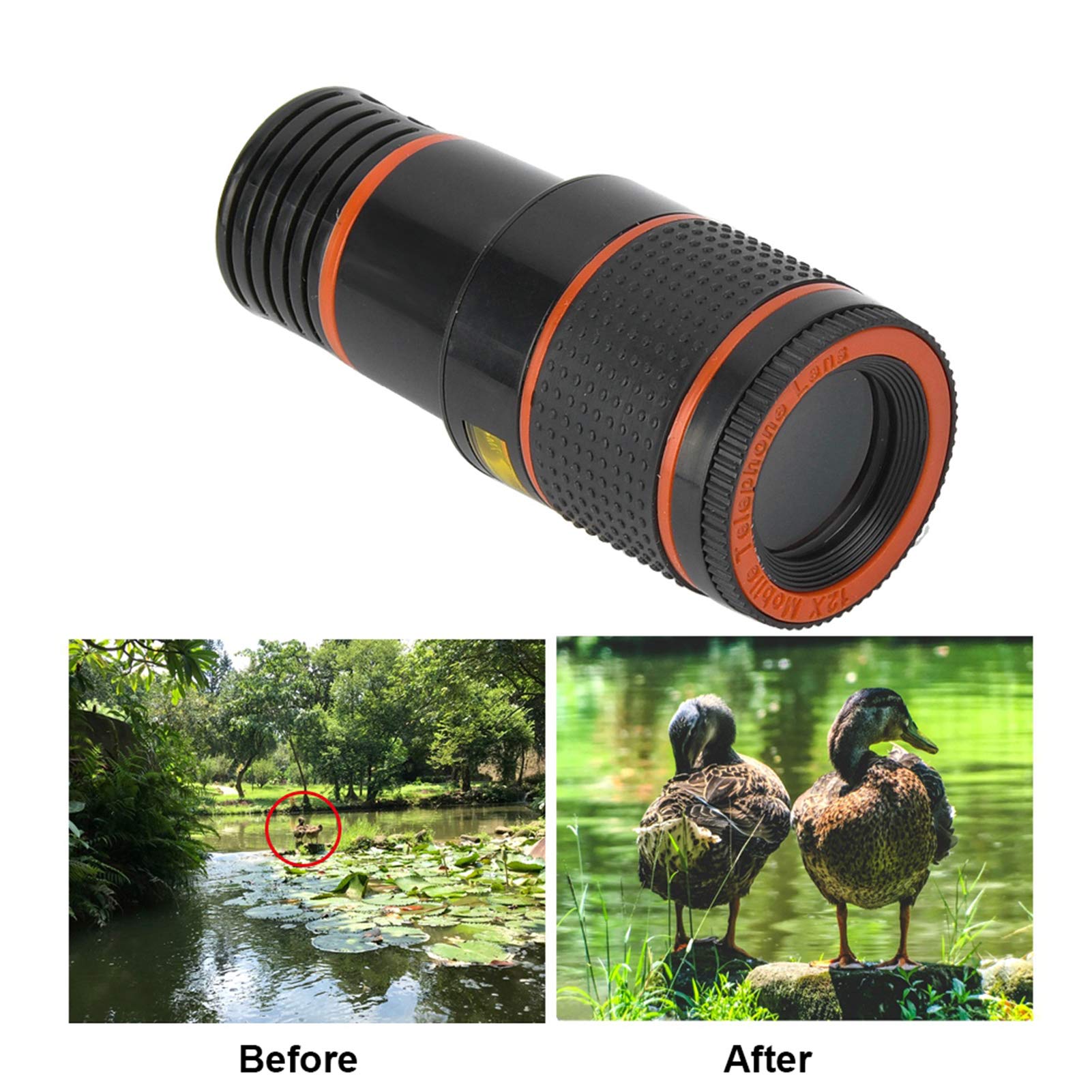 12X Telephoto Lens for Phone - Universal Clip-On for Mobile & Tablet - Perfect for Travel & Wildlife Photography