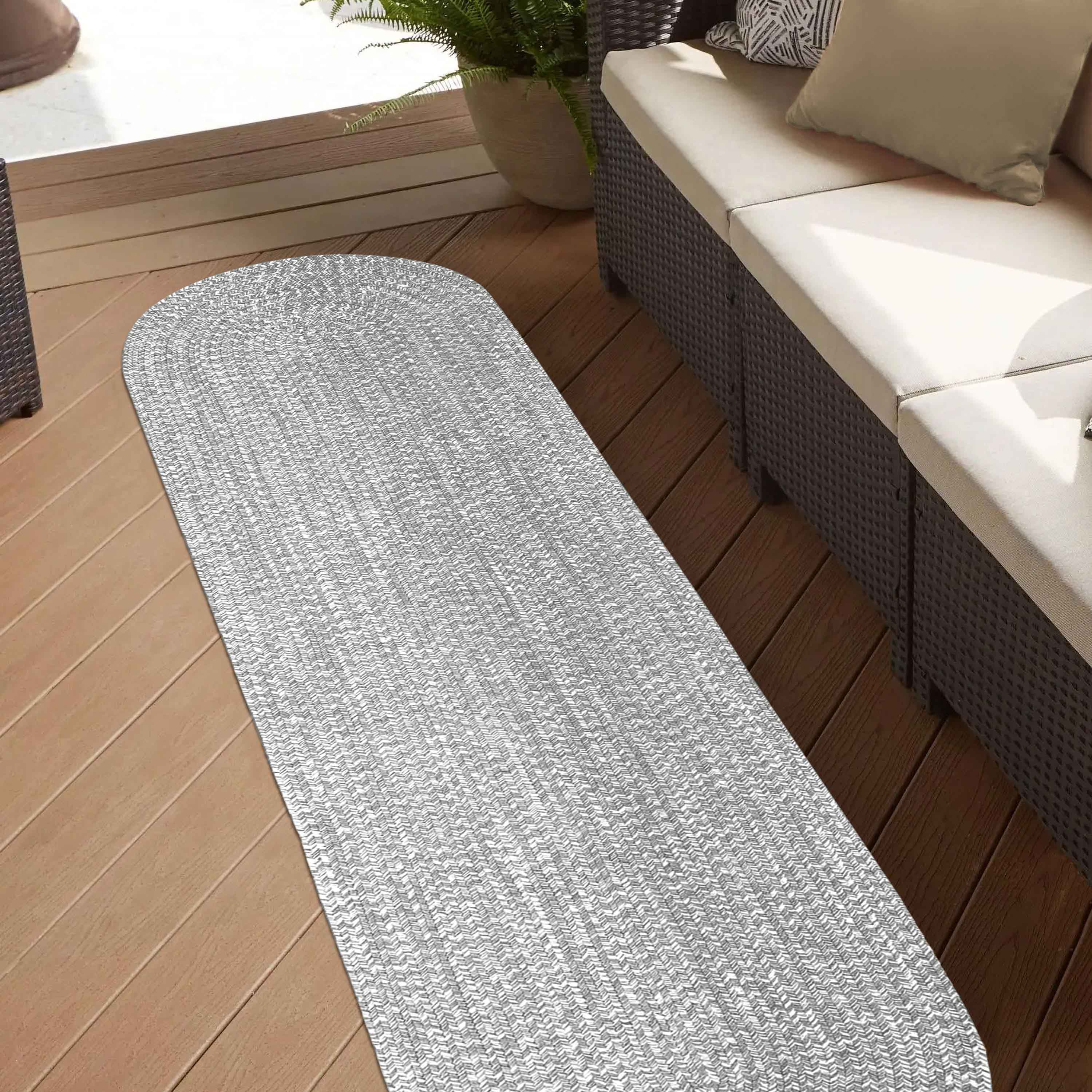 Reversible Braided Area Rug - Non-Slip Two Tone Indoor/Outdoor Rug for Living Room, Bedroom, Patio - Soft & Durable Home Decor