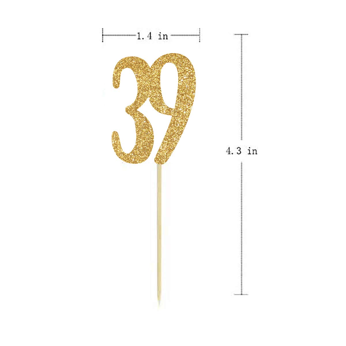 24-Pack Gold Happy 39th Birthday Cupcake Toppers with Glitter Numbers - Perfect for 39th Birthday Party Decorations, Cake Toppers & Anniversary Celebrations