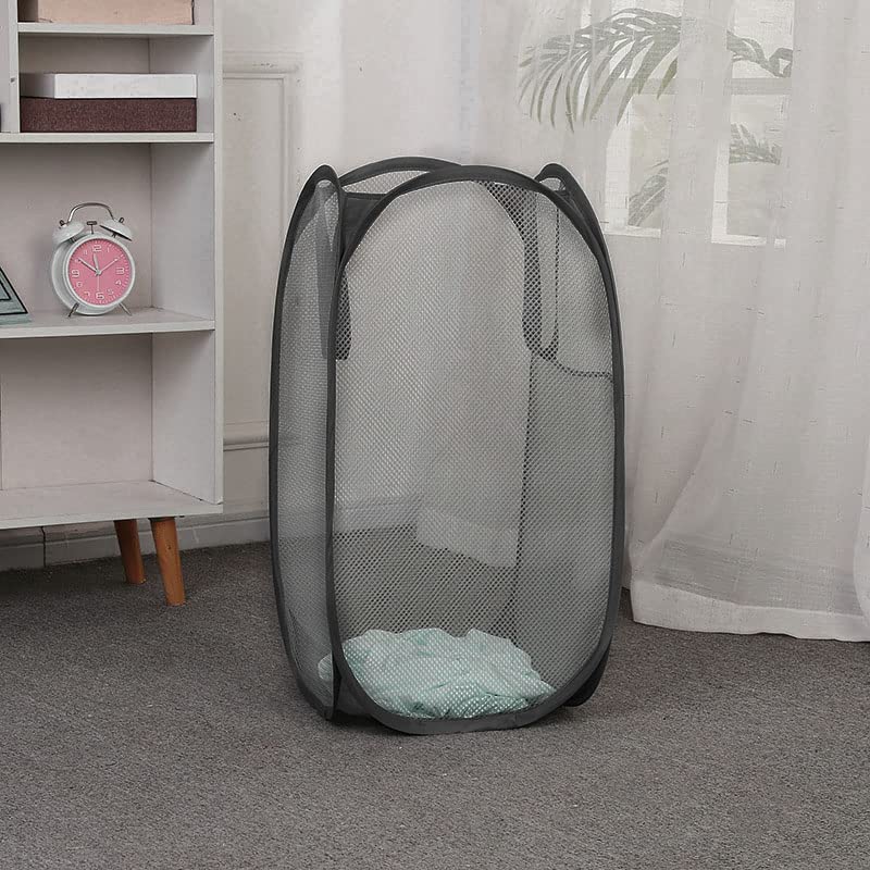 2 Pack Foldable Mesh Laundry Baskets with Reinforced Handles - Pop-Up Design for Easy Storage - Perfect for Laundry Room, Dorm, or Travel Organization
