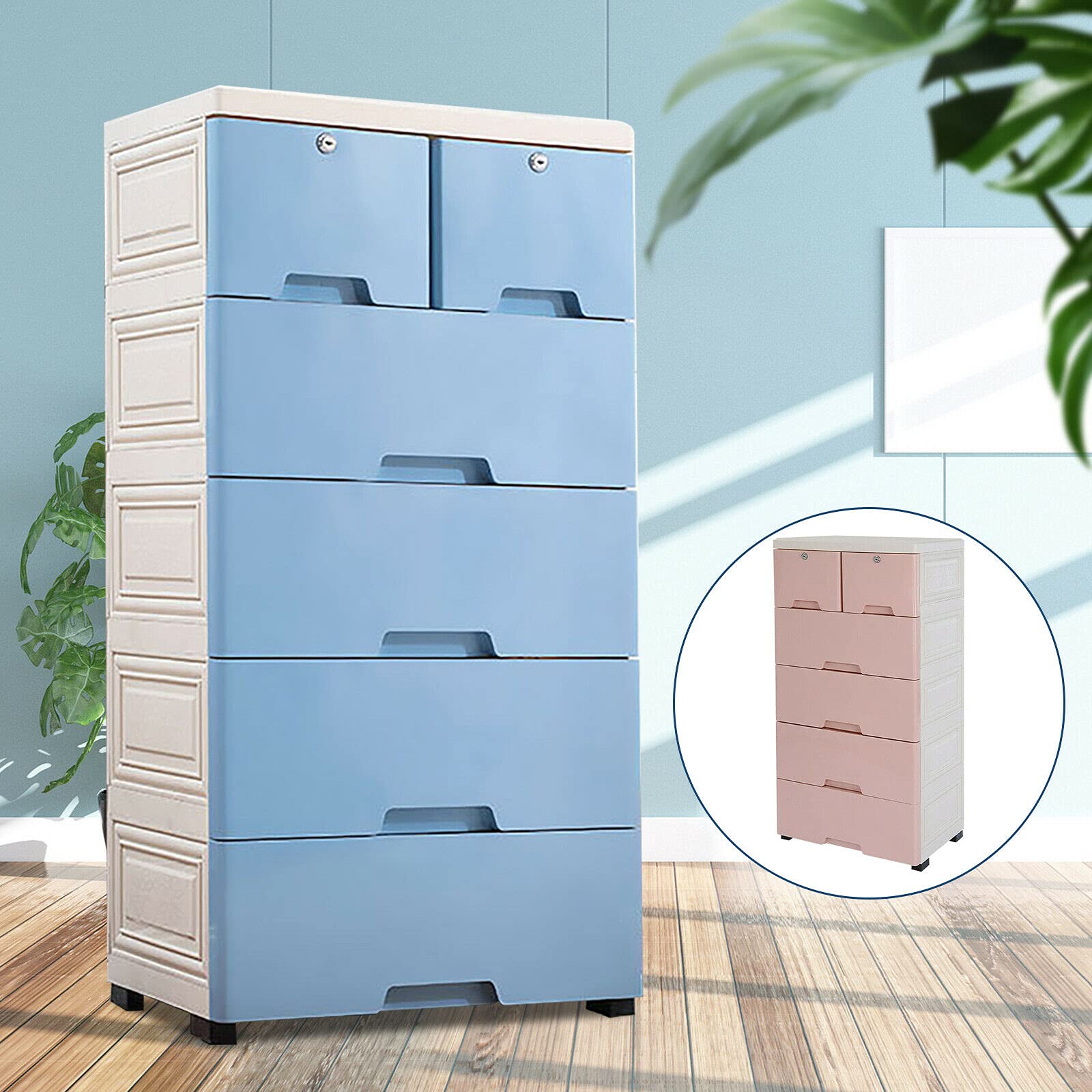 4+2 Drawer Rolling Storage Cart with Wheels & Locks - 19.7