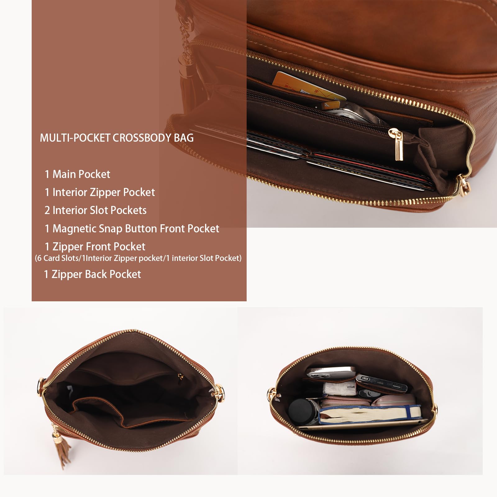 Trendy Brown PU Leather Crossbody Purse for Women - Medium Shoulder Handbag with Tassel | Perfect for Work, Travel & Everyday Use