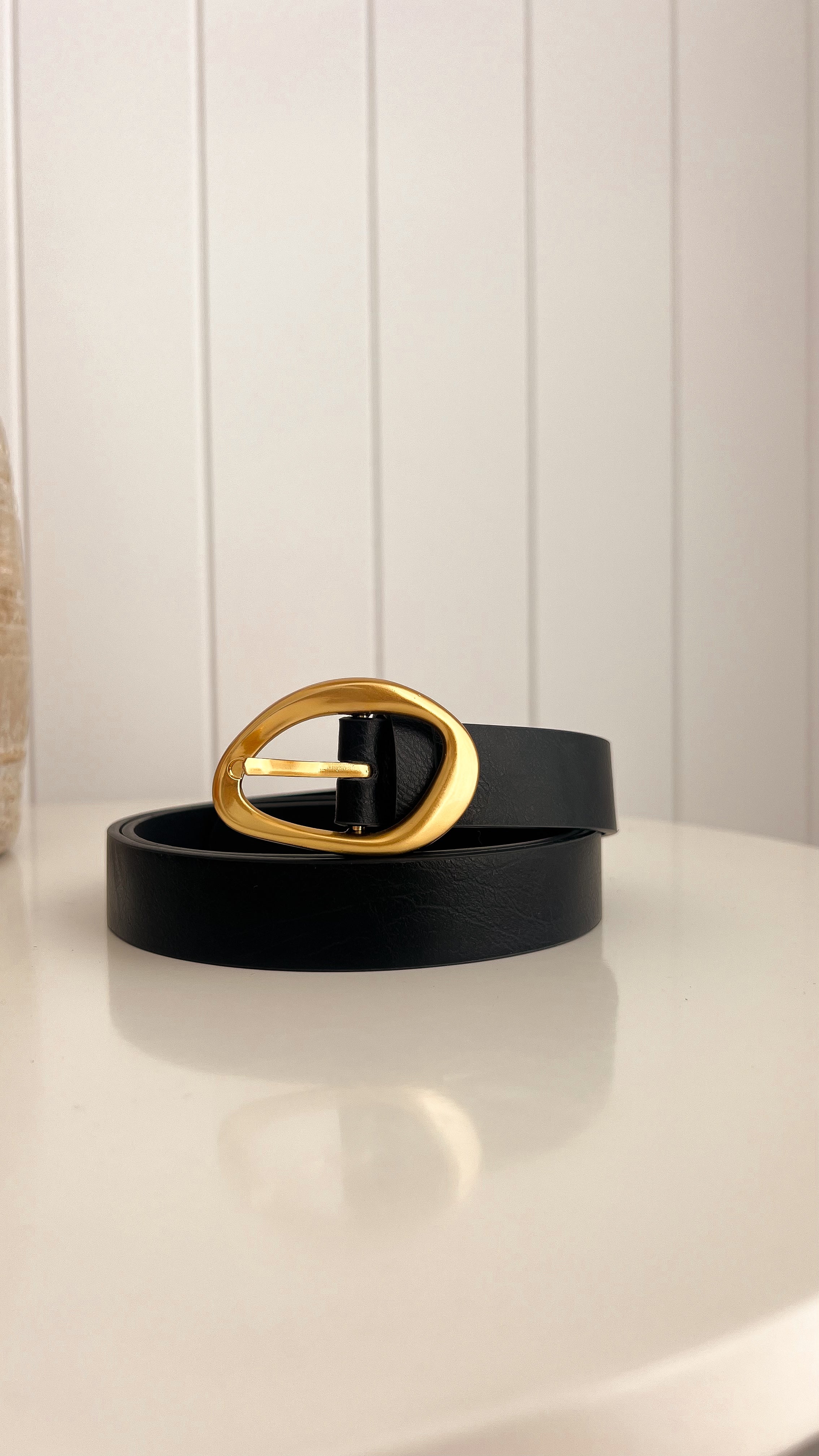 Jacory Belt for Men - Stylish Black & Gold Buckle Leather Belt | Perfect for Casual, Office & Formal Wear