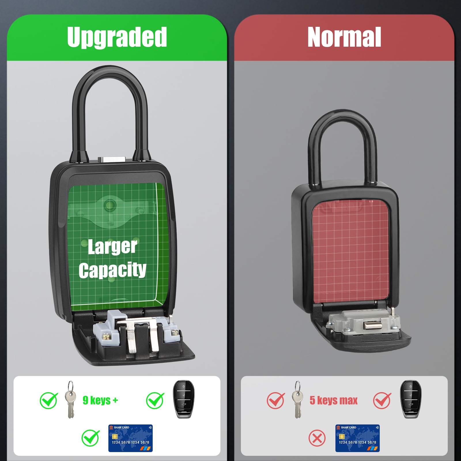 Large Key Lock Box - Hanging & Wall Mounted, Waterproof Resettable 4-Digit Combination Lock for Car Keys - Perfect for Home, Garage, Realtors & Office Use - Secure Outdoor Key Storage Solution