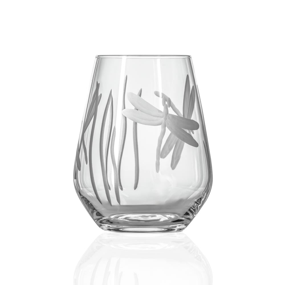 Dragonfly 18oz Stemless Wine Tumbler Set of 4 - Elegant Unbreakable Glassware for Wine, Cocktails & Iced Coffee | Perfect for Parties, Picnics & Home Entertaining