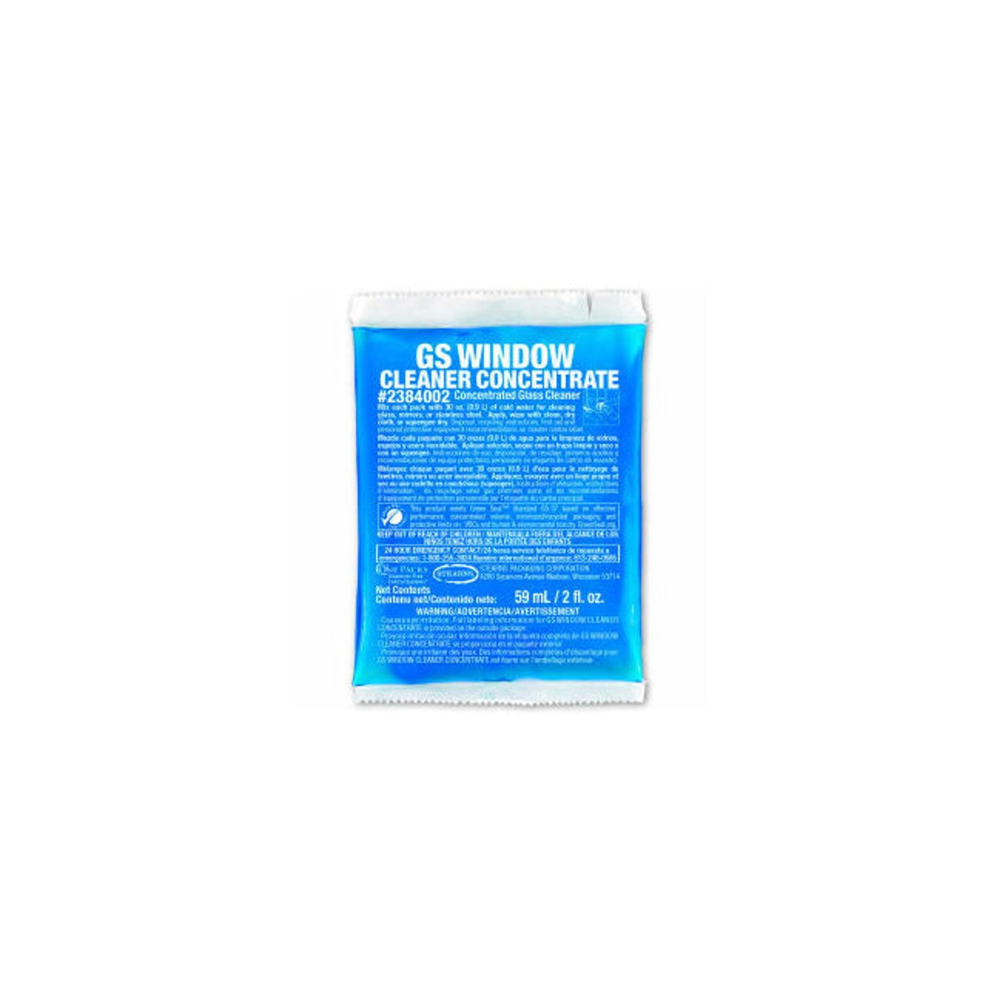 Stearns GS Window Cleaner Concentrate - 2 oz Packs, 48 Packs/Case (2384002) | Commercial & Home Window Cleaning Solution | Streak-Free Glass Cleaner for Windows, Mirrors & Glass Surfaces