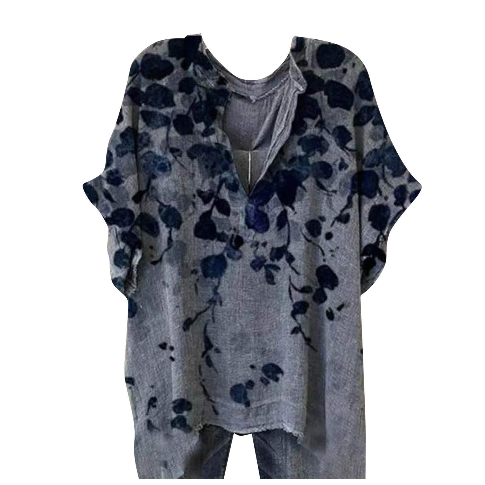 Floral Printed V-Neck Tops for Women - Plus Size Workout & Casual Summer Shirts | Sexy Blouses for Office, Gym & Date Night