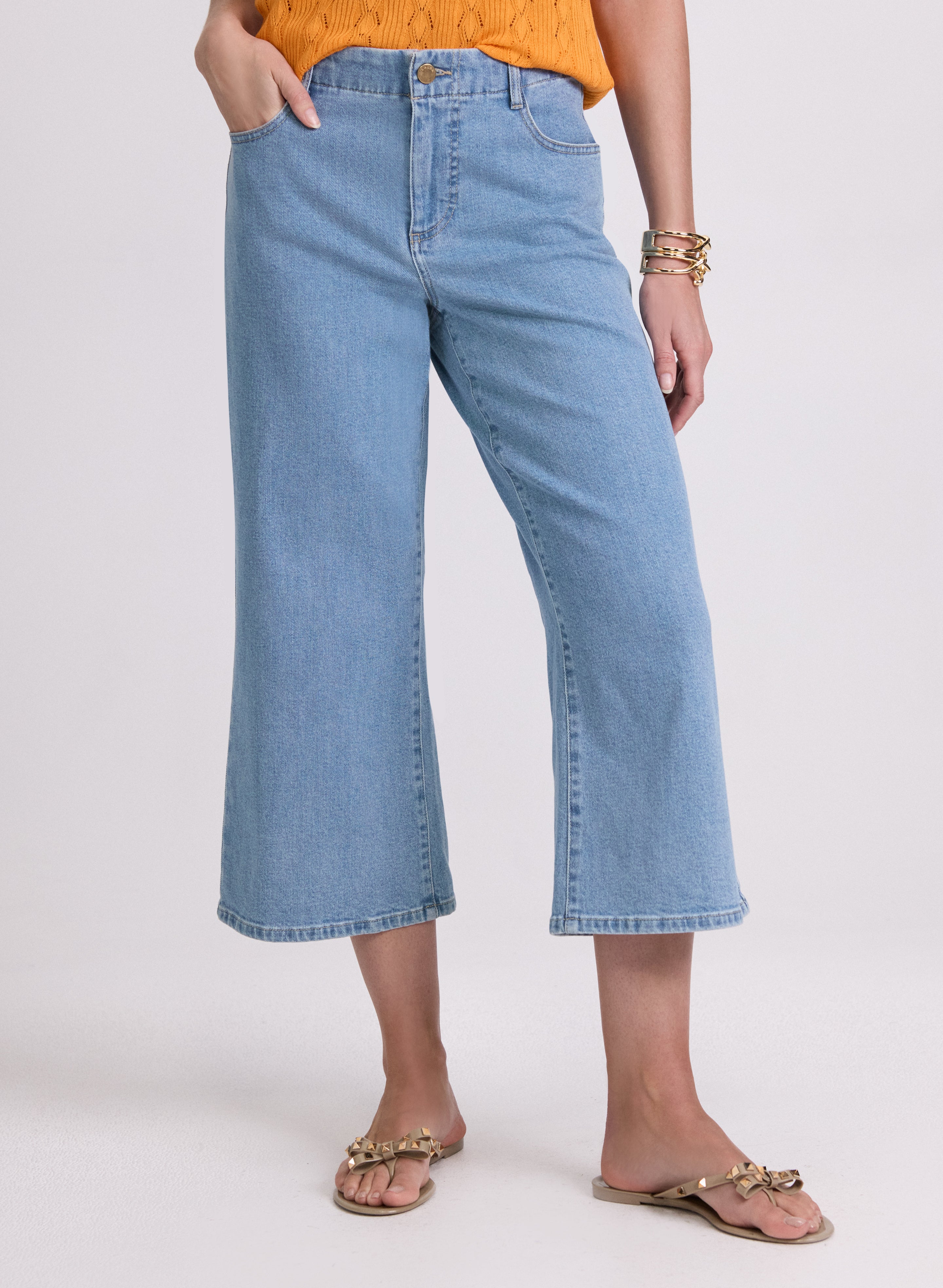 Stylish High Waist Cropped Wide Leg Jeans for Women - Trendy Comfort Fit Denim Pants - Perfect for Casual Outfits, Streetwear & Summer Fashion