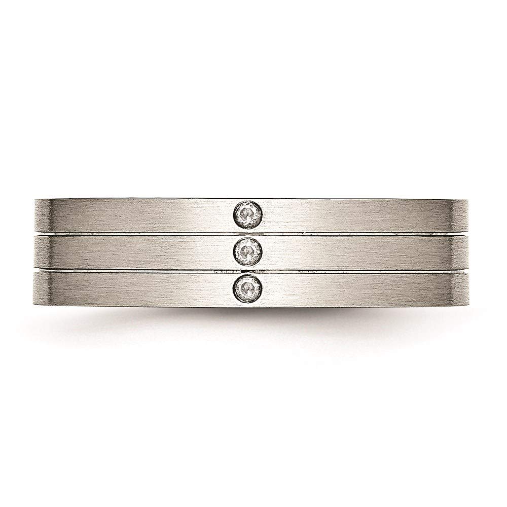 Brushed Stainless Steel Cubic Zirconia Ring for Women - Size 8.5, Elegant Gift for Her