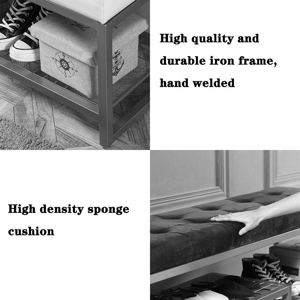 Nordic Shoe Cabinet Bench with Cushioned Door - 100x20x45cm Gray Storage Stool for Bedroom Entryway & Hallway Organization