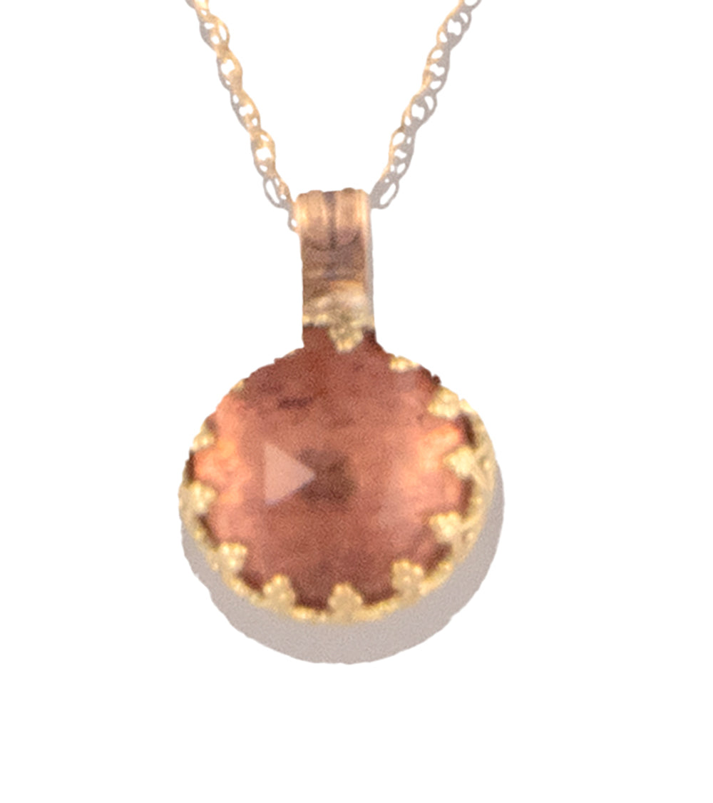 Galit Pink Tourmaline Faceted Round Cabochon Necklace - Elegant Gemstone Jewelry for Women, Perfect for Date Night & Special Occasions