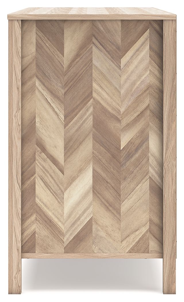 Battelle Tan Six-Drawer Dresser - Modern Wooden Chest of Drawers for Bedroom Storage & Organization