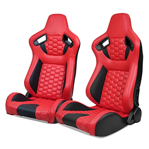 Red & Black PU+Carbon Leather+Hexagonal Quilting