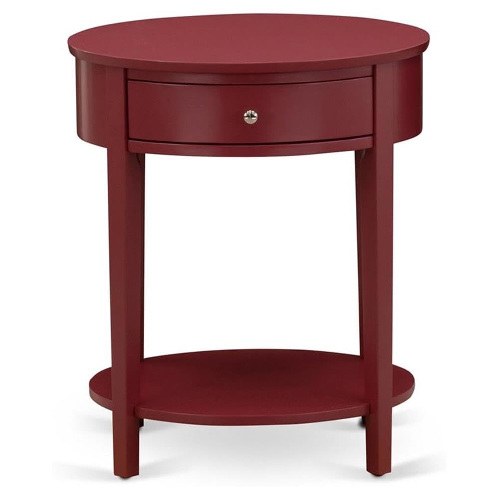 Modern End Table with Wooden Drawer - East West Furniture HI-13-ET - Sturdy Burgundy Finish Nightstand for Bedroom, Living Room & Office