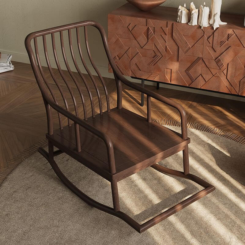 Premium Wooden Rocking Chairs for Front Porch - Midnight Black/Chalk/Azure Craftsman Style with Rear Support & Stationary Base | Perfect for Relaxing, Outdoor Decor & Country Home Sitting Areas