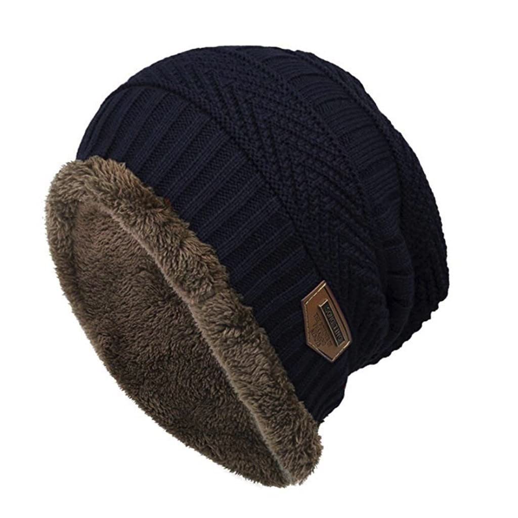 Stylish Fleece Beanie - Warm Knitted Winter Hats for Women & Men - Contrast Color Chunky Caps for Running, Skiing & Outdoor Activities