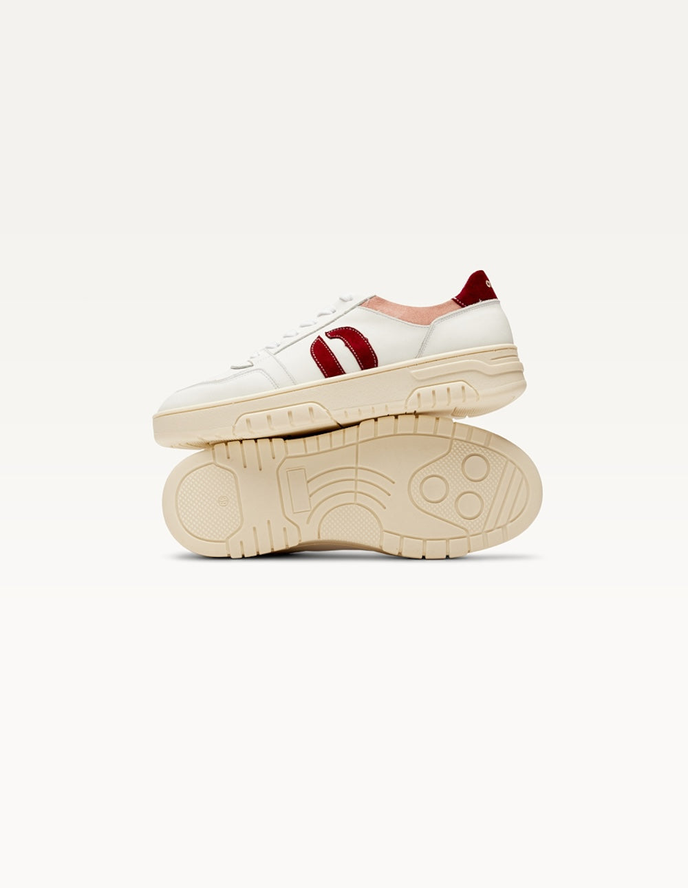 Nora Low Baskets - White, Bordeaux & Light Pink | Stylish Women's Casual Sneakers for Everyday Wear, Walking & Outfits